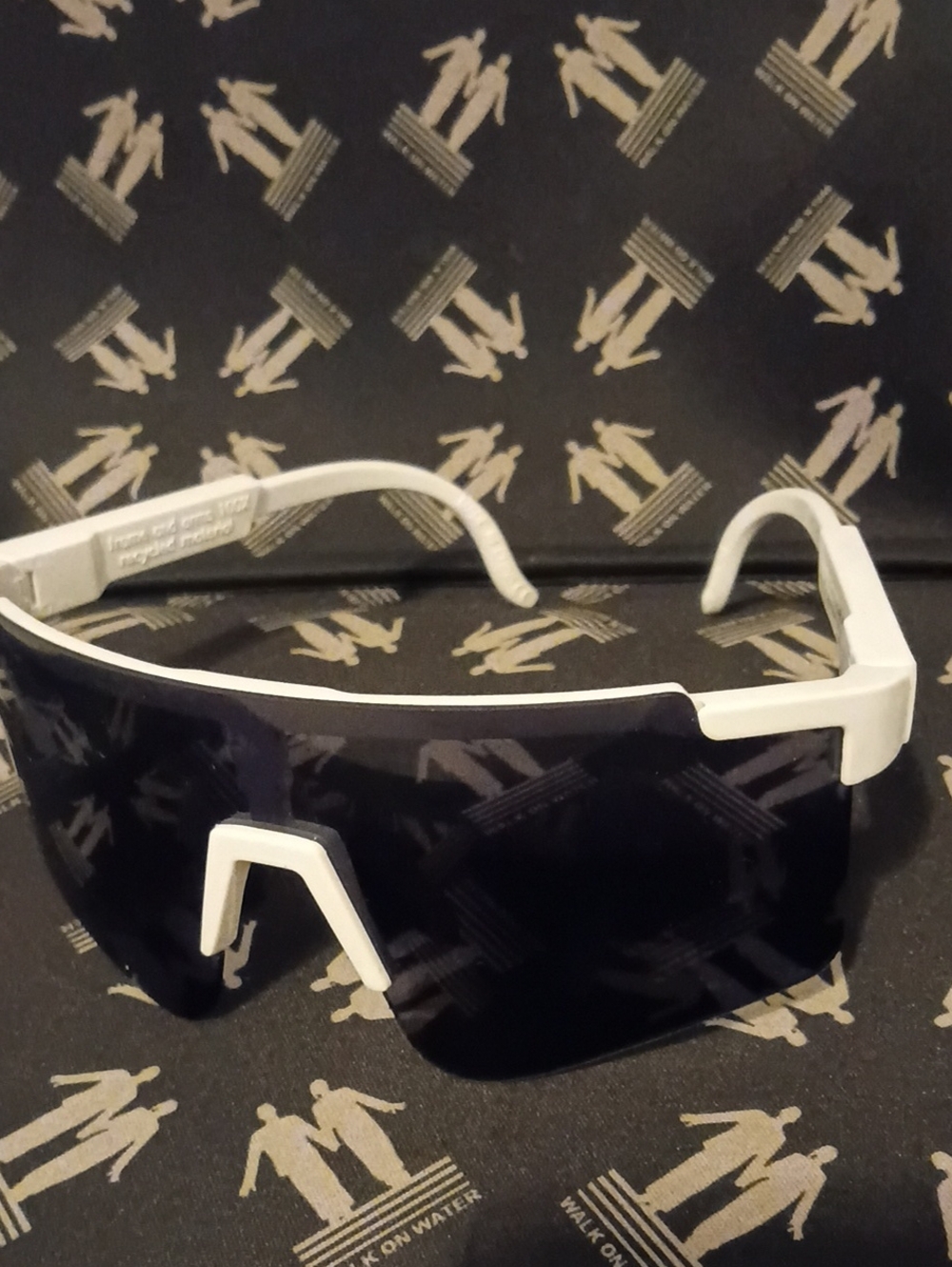Men's White Frame Black Lens Shield Sunglasses — Sleek UV Protection